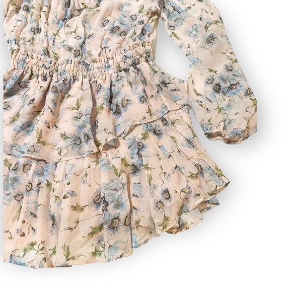 LoveShackFancy Silk Floral Popover‎ Mini Dress  Size S, Pink floral - Picture 6 of 14
